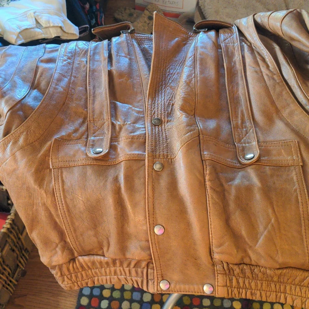 Vintage Leather Coat Jacket